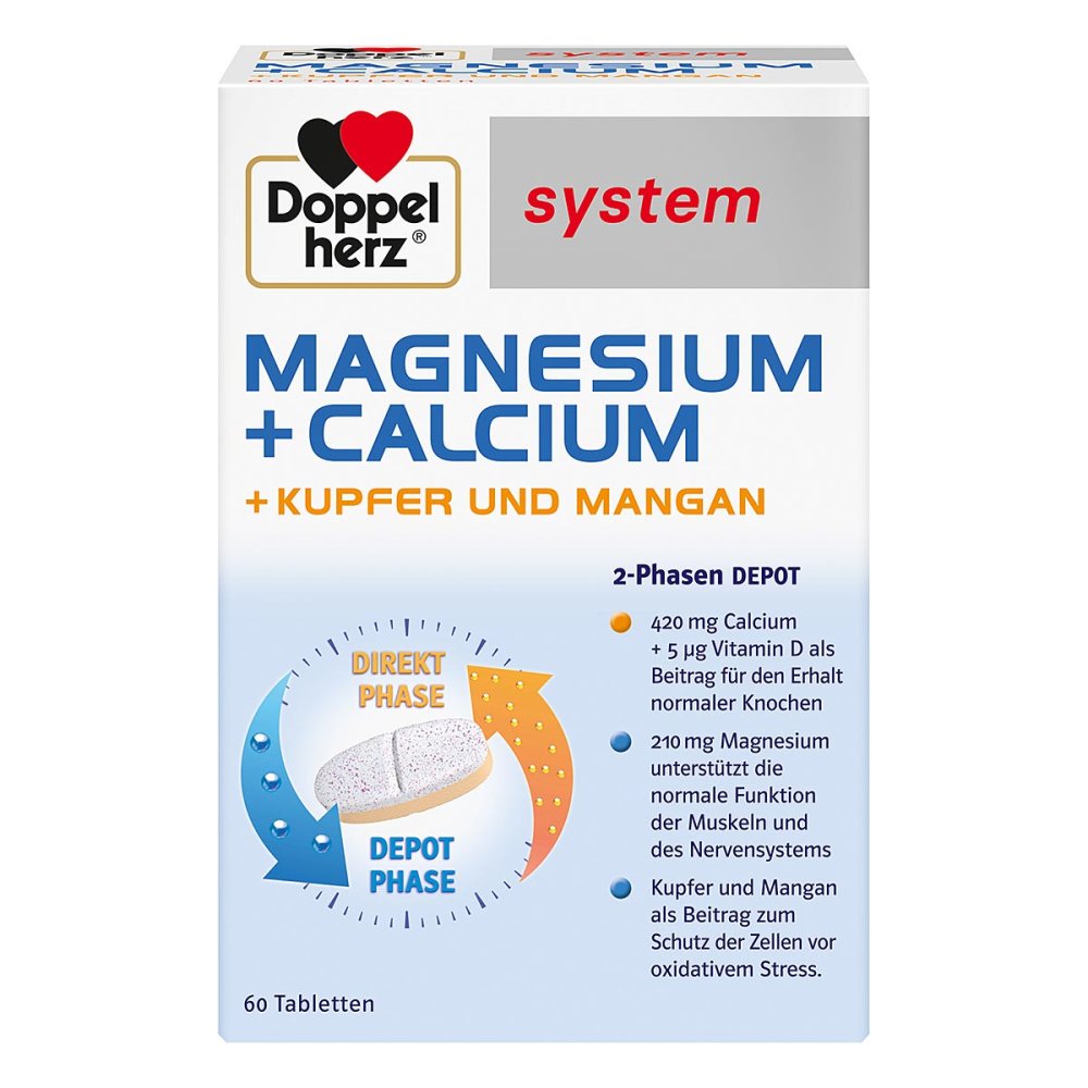 Doppelherz system Magnesium+Calcium+Copper and Manganese Tablets, 60 pcs