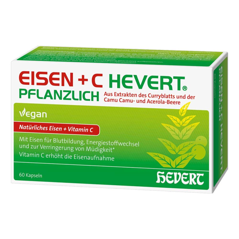 Hevert 铁+维生素C植物胶囊 60粒 PZN 18307242