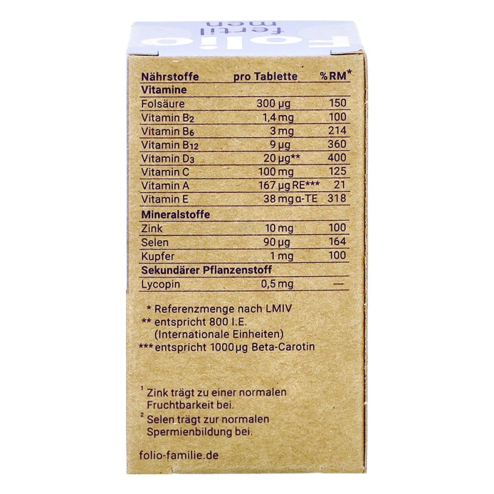 Folio Fertil Men Tablets 30 pcs | Male Fertility & Sperm Support Formula | PZN 18671396