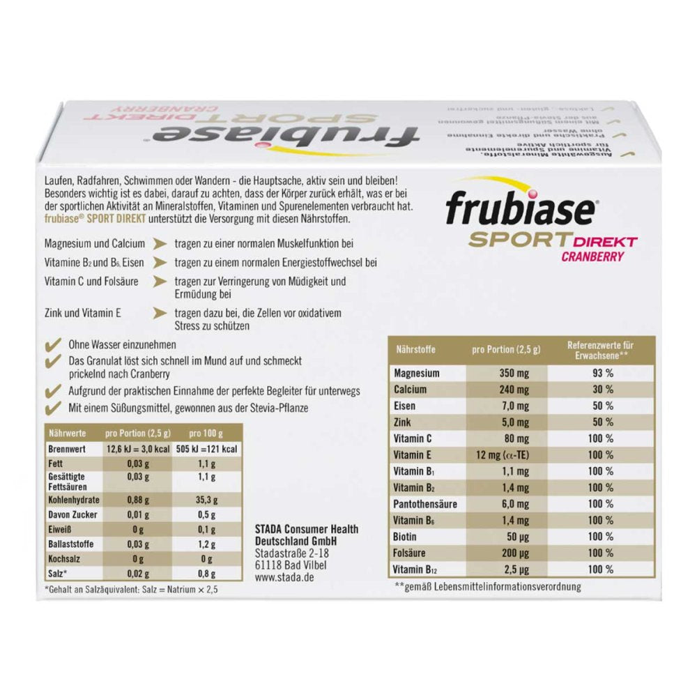 Frubiase Sport Direct Granules, 18 pcs PZN 09702028