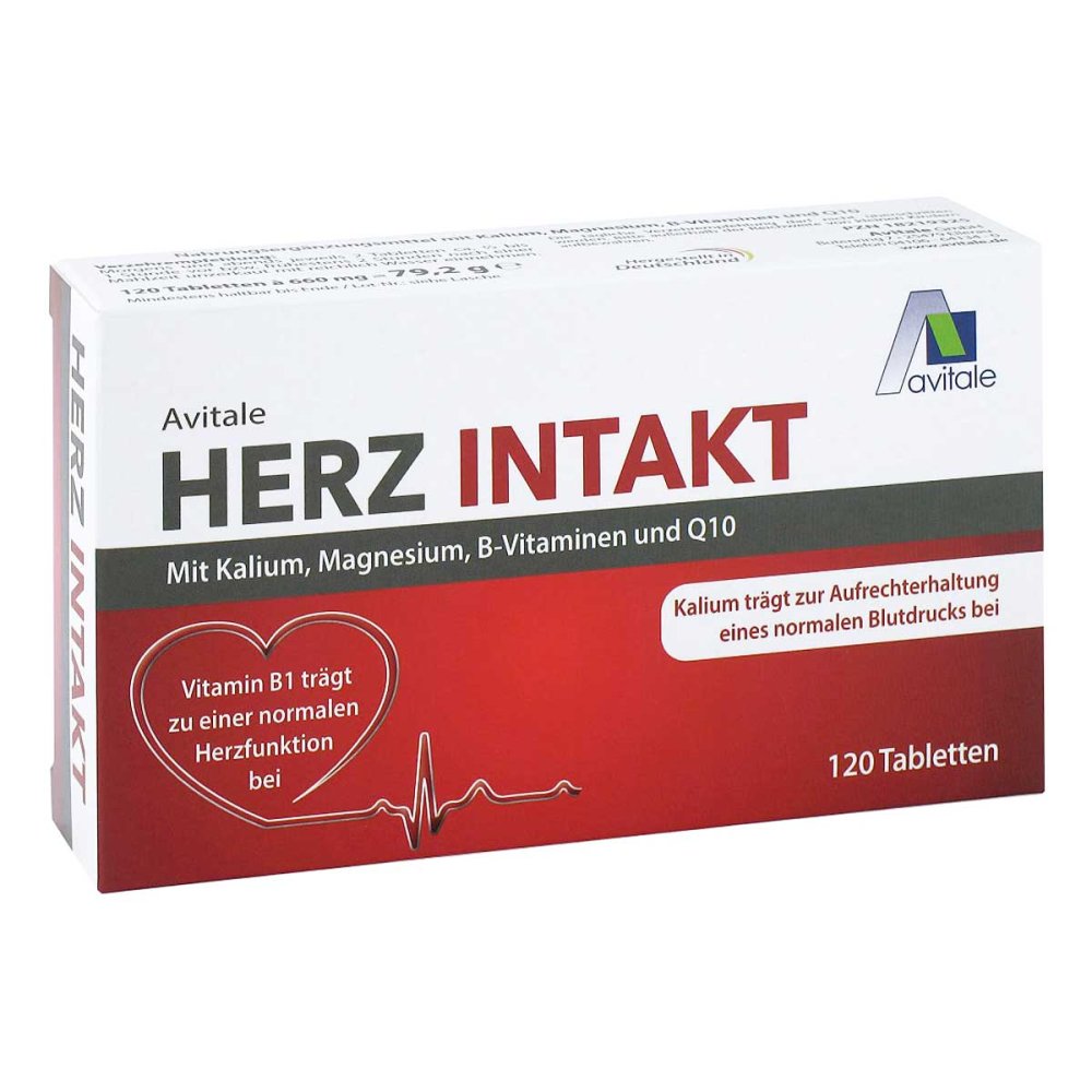 Avitale Herz Intakt 180 Tablets | Heart Health Support | Potassium, Magnesium, Coenzyme Q10 & B Vitamins | PZN 18219331