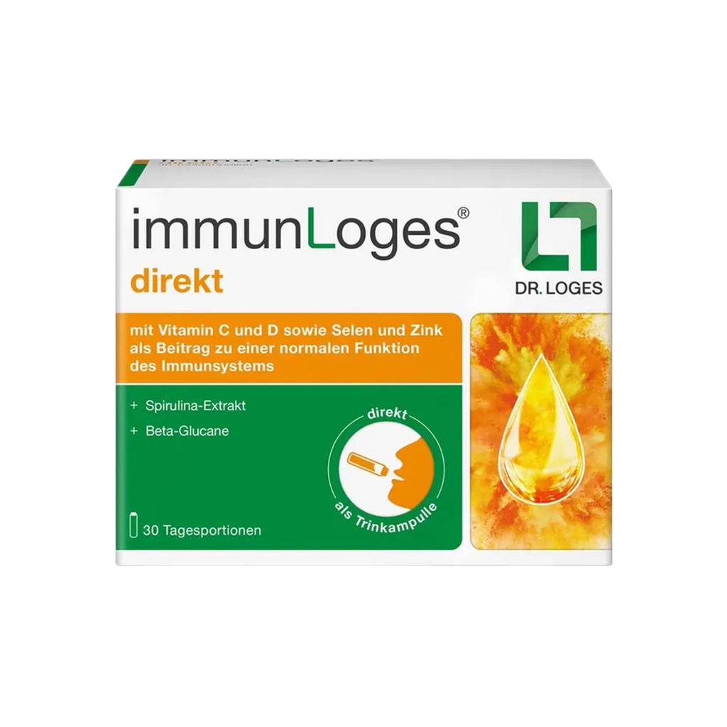 immunLoges Direkt | Vitamin C + D3, Zinc & Selenium with Spirulina & Beta-Glucans | Immune Support | 30 Drinking Ampoules | PZN 19927604