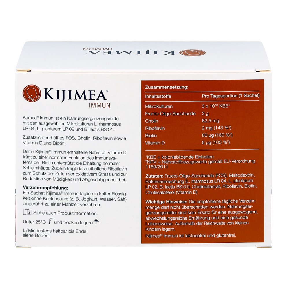 Kijimea Immune Powder Probiotic + Vitamins D Biotin Riboflavin – Immune Support Gut Health 28 Sachets PZN 05351069