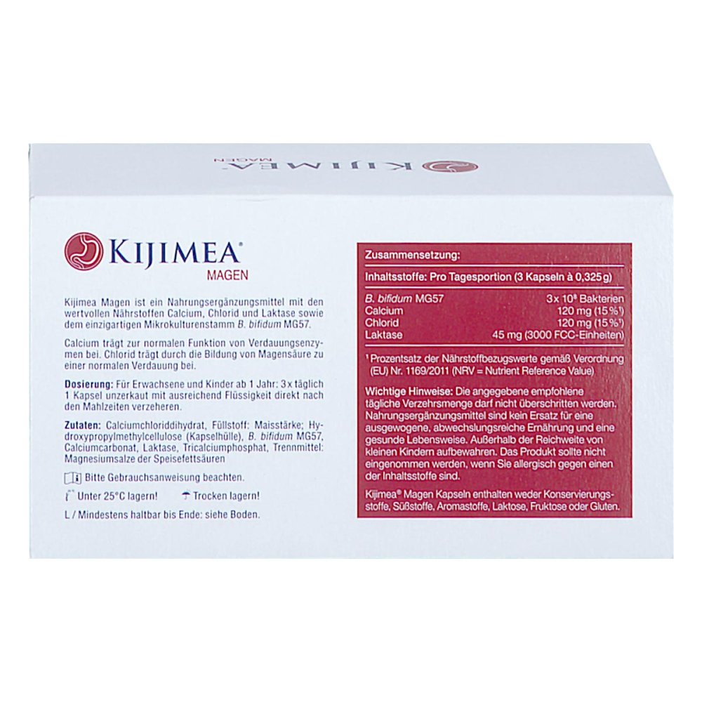 Kijimea stomach 80 Capsules | With Bifidobacterium bifidum MG57, Calcium, Chloride & Lactase | Daily Digestive Support | Lactose, Gluten & Fructose Free | Made in Germany | PZN 18003358