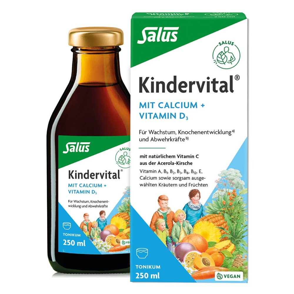 德国原装 Salus Kindervital 儿童钙+维生素D3口服液 250ml PZN 18226934 儿童多种维生素饮品 维生素 A/C D3/B族 3岁以上
