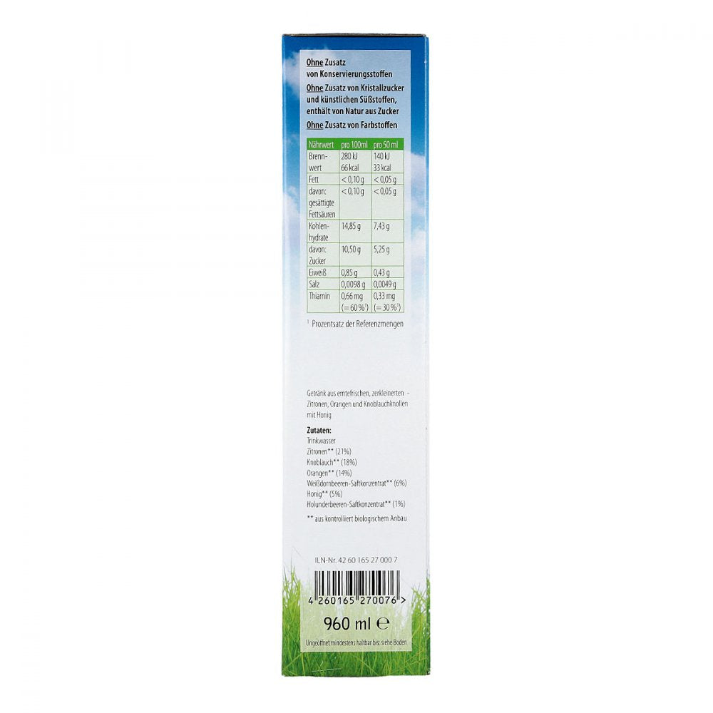 Germany KnobiVital Garlic Drink with Hawthorn & Elderberry 960ml PZN 7748552 Heart Circulation Immune Support Herbal Shot
