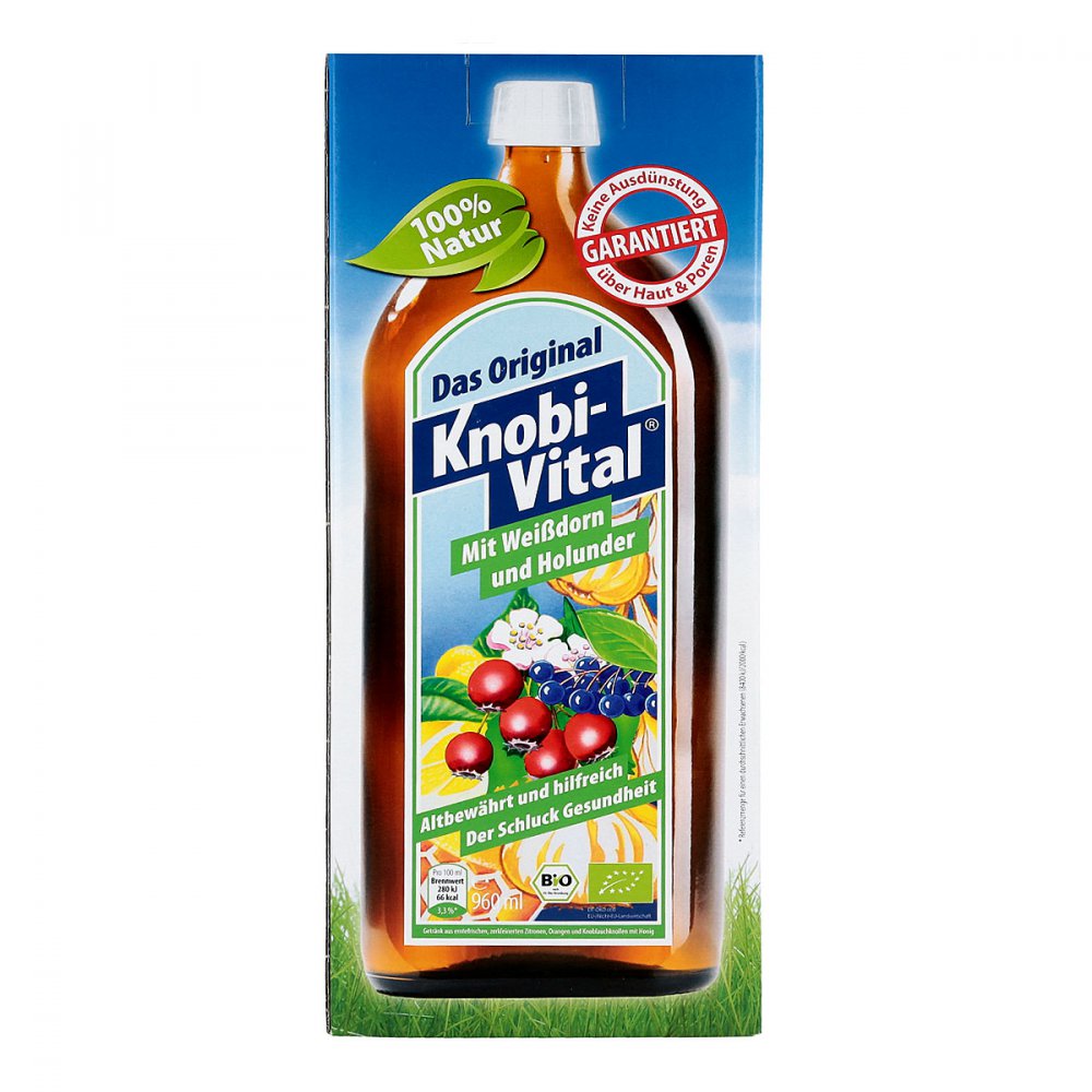 Germany KnobiVital Garlic Drink with Hawthorn & Elderberry 960ml PZN 7748552 Heart Circulation Immune Support Herbal Shot