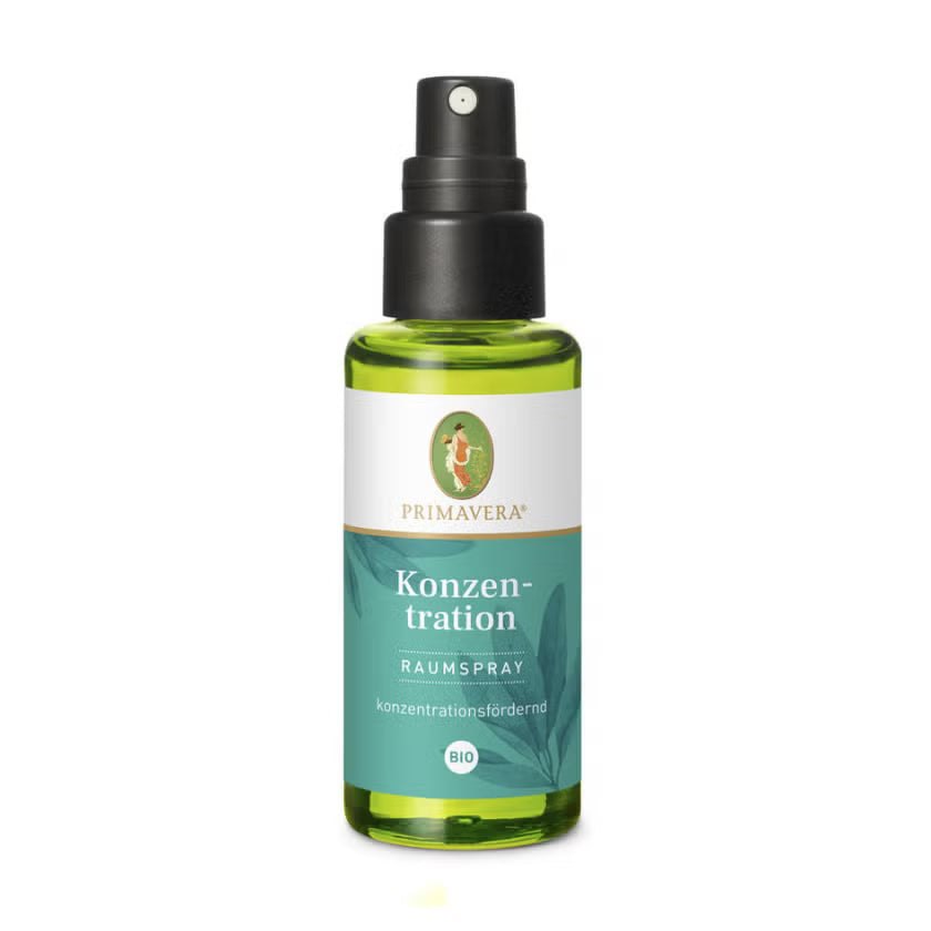 PRIMAVERA Concentration Organic Room Spray | Lemon, Grand Fir & Sage Essential Oils | Aromatherapy for Focus, Concentration & Mental Clarity | Vegan | 50 ml | PZN 15394795