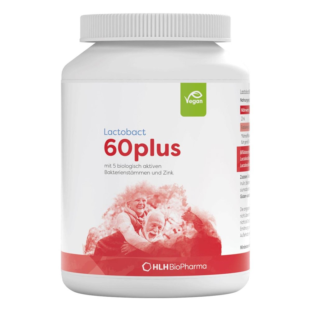 Lactobact 60plus 180 Gastro-Resistant Capsules | Probiotic for Adults 60+ | 5 Probiotic Strains & Zinc | Vegan | Made in Germany PZN 10992416
