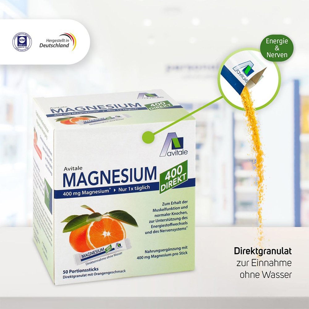Magnesium 400 direct Orange Portion Sticks, 20 x 2.1 g PZN 15529887