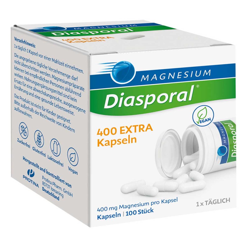 Magnesium Diasporal 400 Extra Capsules 100 pcs – High Strength Magnesium Support PZN 10192609