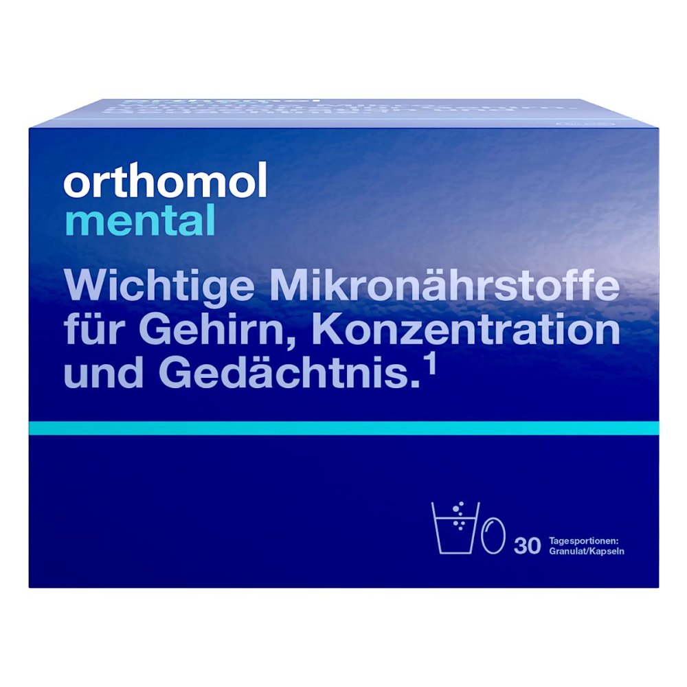 Orthomol Mental 颗粒/胶囊，30 粒 PZN：05382070 I 用于大脑、注意力和记忆力
