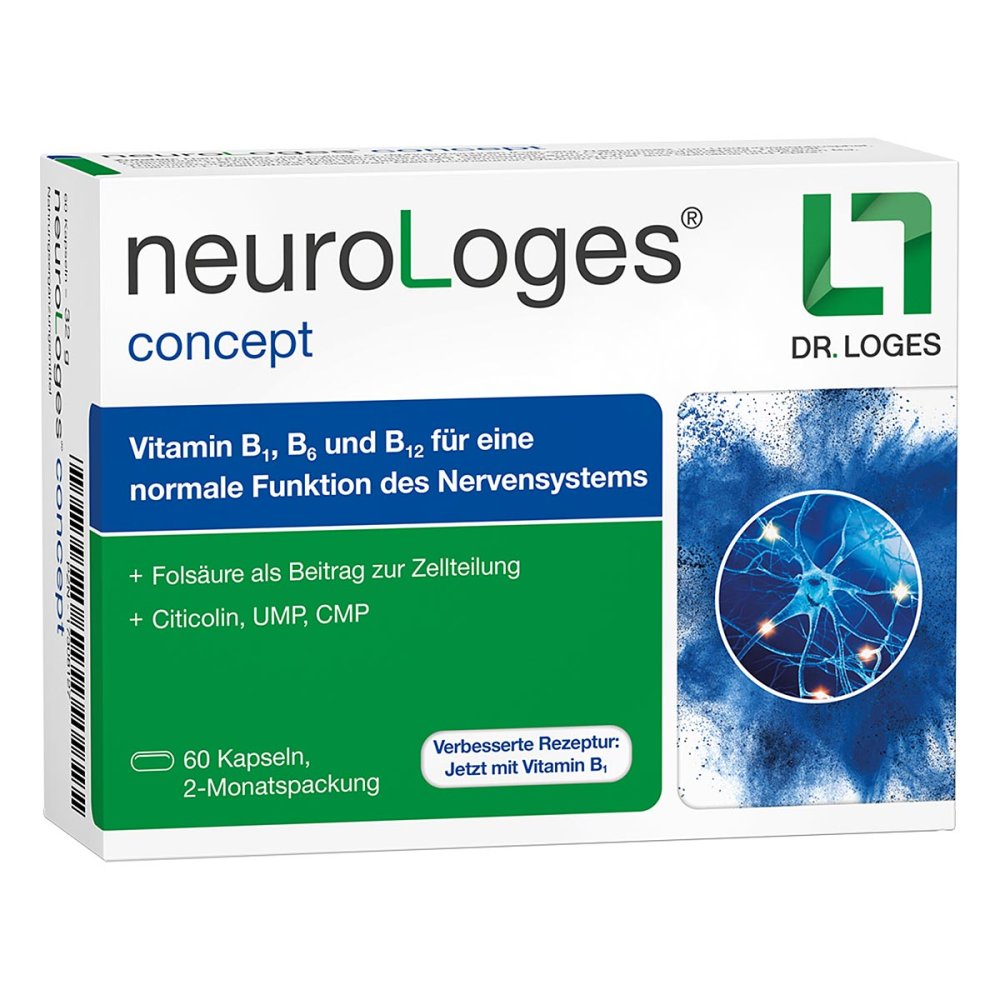 NeuroLoges Concept Capsules 60 Capsules | Citicoline + UMP + CMP + B Vitamins | Nerve Health Support | Vegan | Made in Germany | PZN 17308127