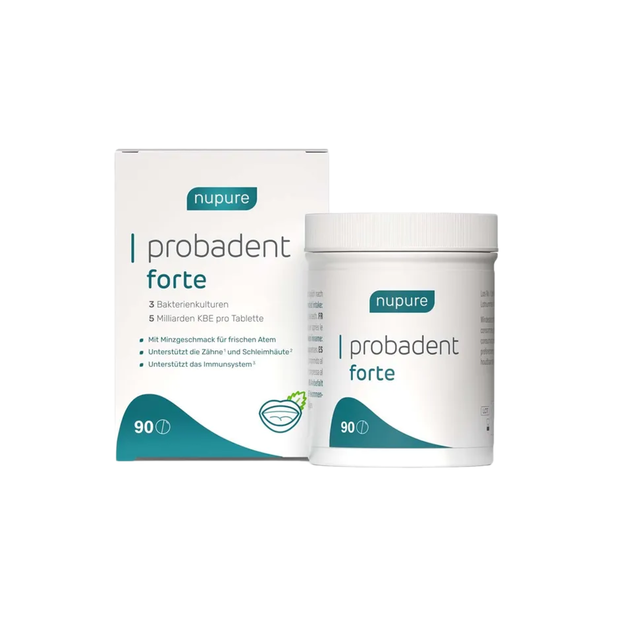 nupure probadent forte | 3 Oral Probiotic Strains, 5 Billion CFU, Vitamin D3 & Biotin | Oral Microbiome & Gum Support | 90 Lozenges | PZN 19453916