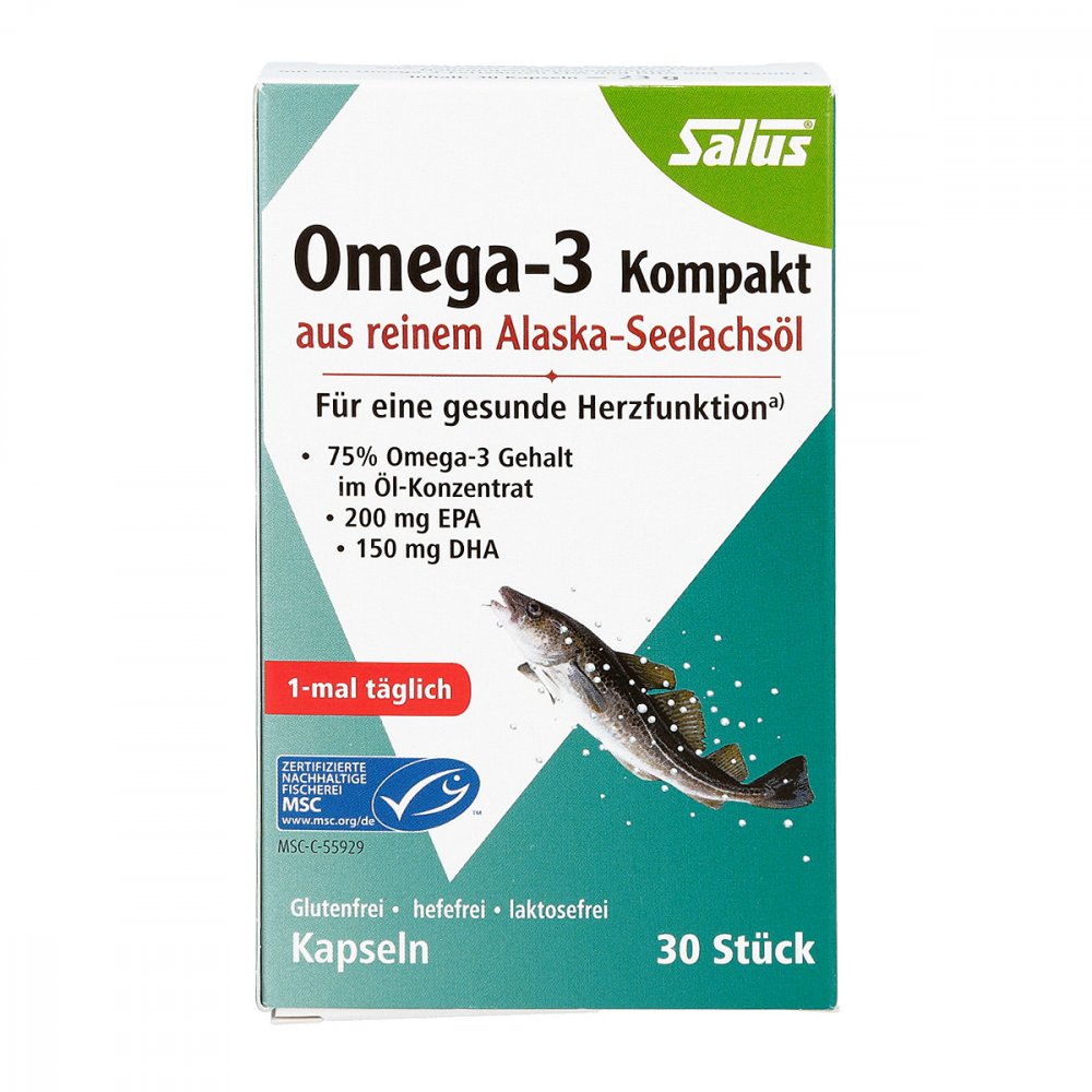 纯阿拉斯加狭鳕鱼油 Omega-3 浓缩胶囊，30 片，PZN：16151445