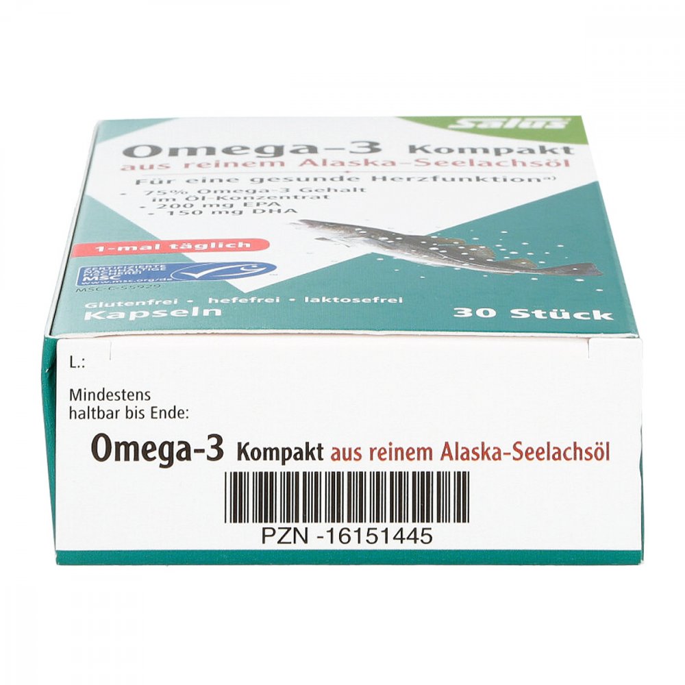 纯阿拉斯加狭鳕鱼油 Omega-3 浓缩胶囊，30 片，PZN：16151445