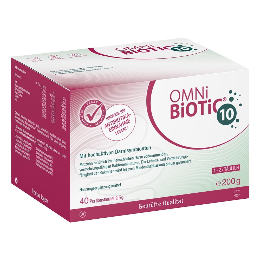 Omni Biotic 10肠道益生菌粉 40X5 克 PZN 13584830 使用抗生素期间的肠胃养护益生菌