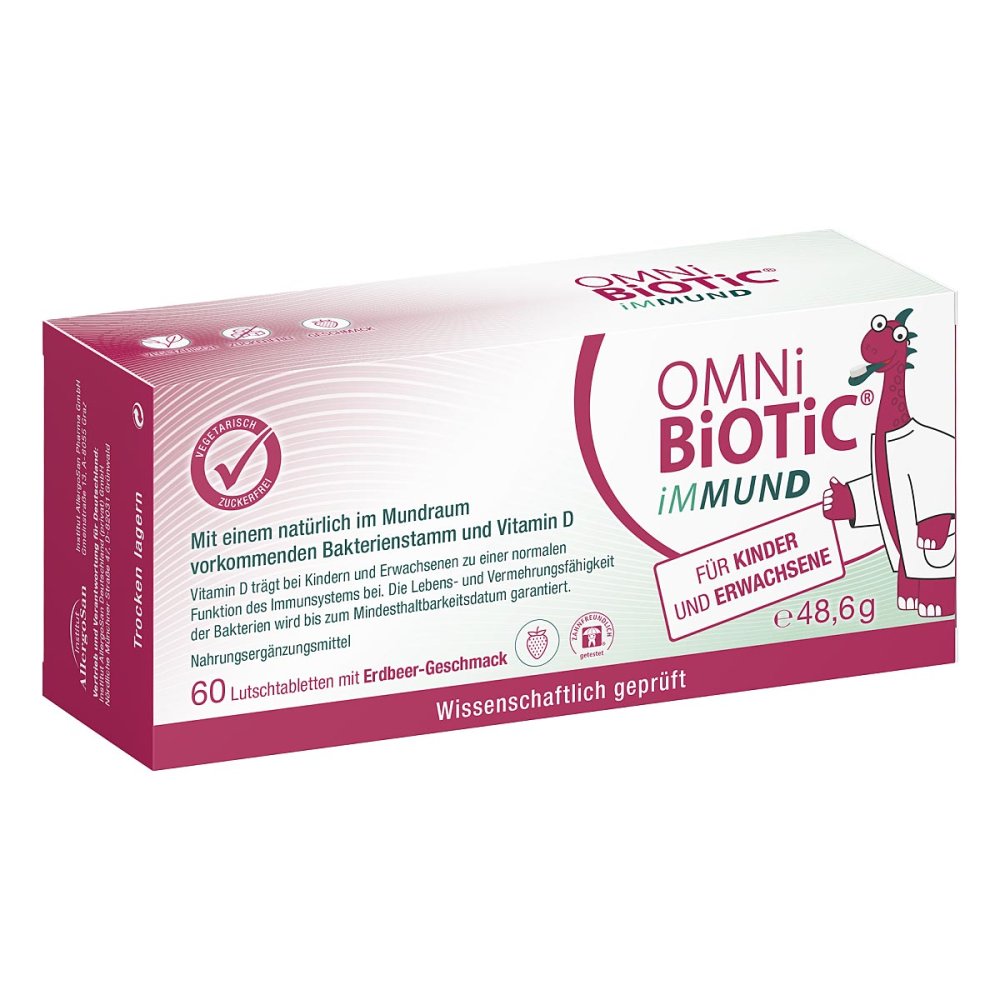 德国Omni Biotic Immun D口腔益生菌含片 60片 PZN 18778562 K12 维生素D 儿童&成年人 无糖