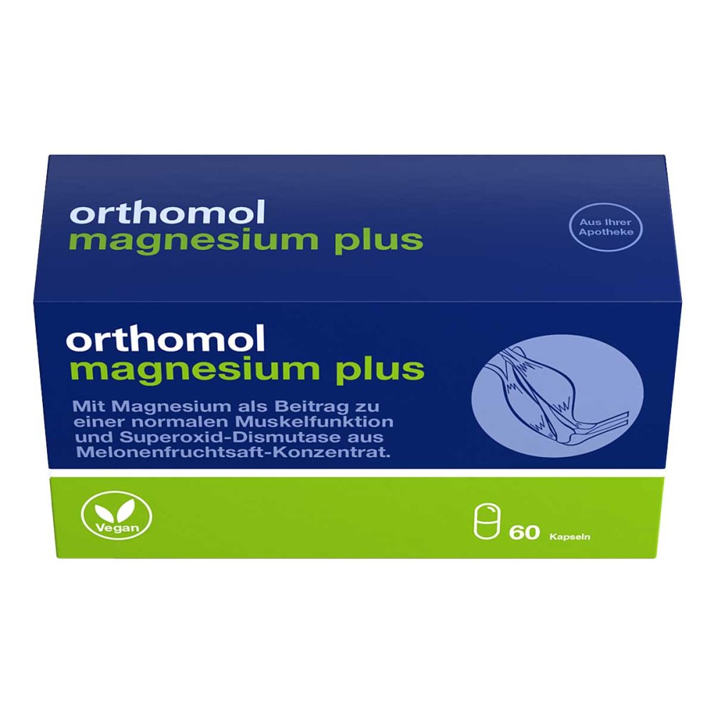 Orthomol Magnesium Plus | 150 mg Magnesium + SOD from Melon | Muscle & Energy Metabolism Support | 60 Vegan Capsules | PZN 12502505