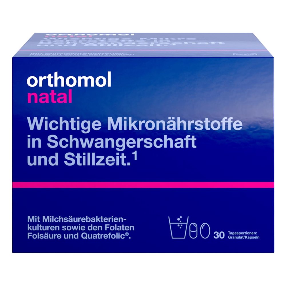 Orthomol Natal 30 袋颗粒/胶囊组合装 PZN 01319904 孕期和哺乳期所需的微量营养素