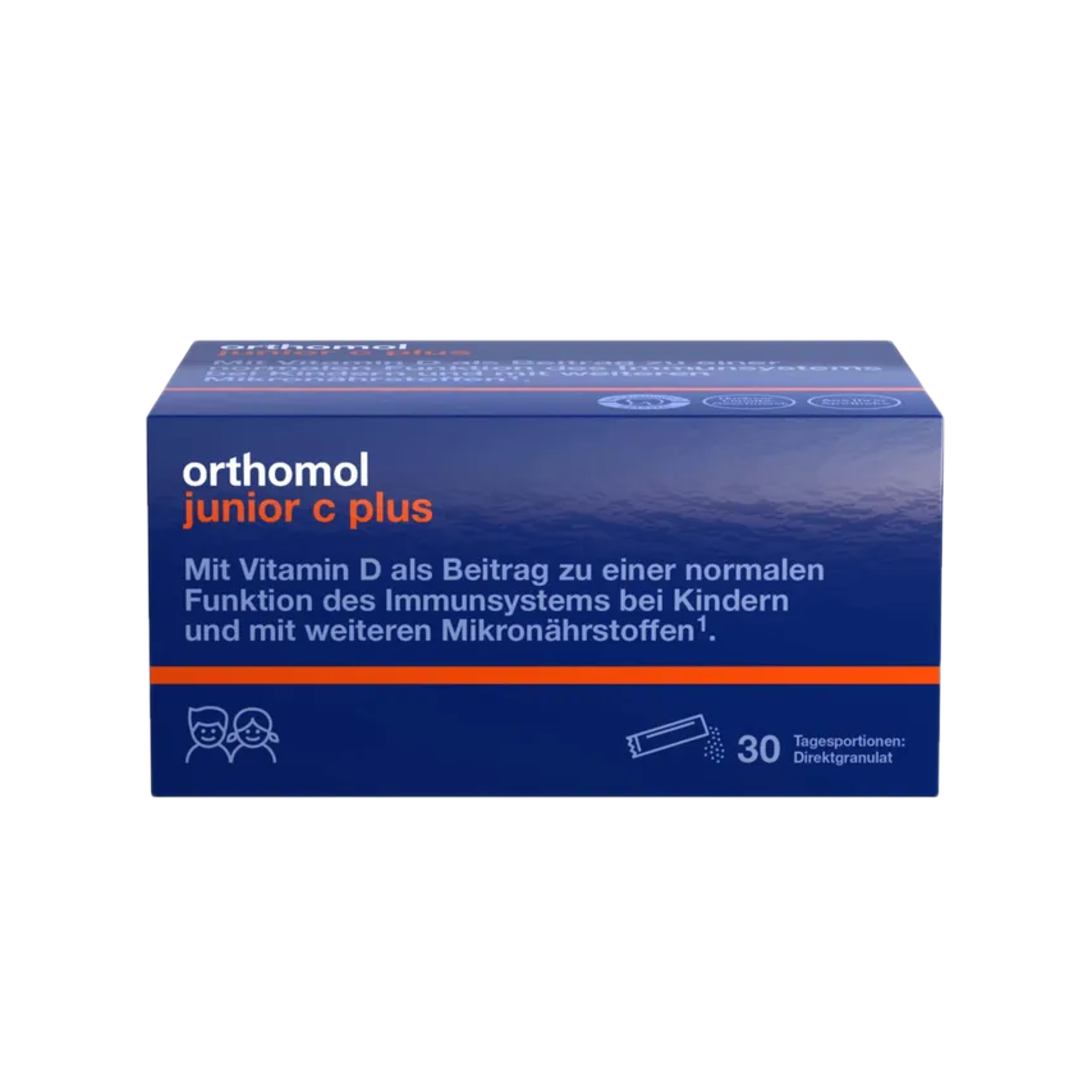 Orthomol Junior C Plus | Kids Immune Support with Vitamin C, D, Zinc & Selenium | Raspberry-Lime | 30 Sachets | PZN 10013216
