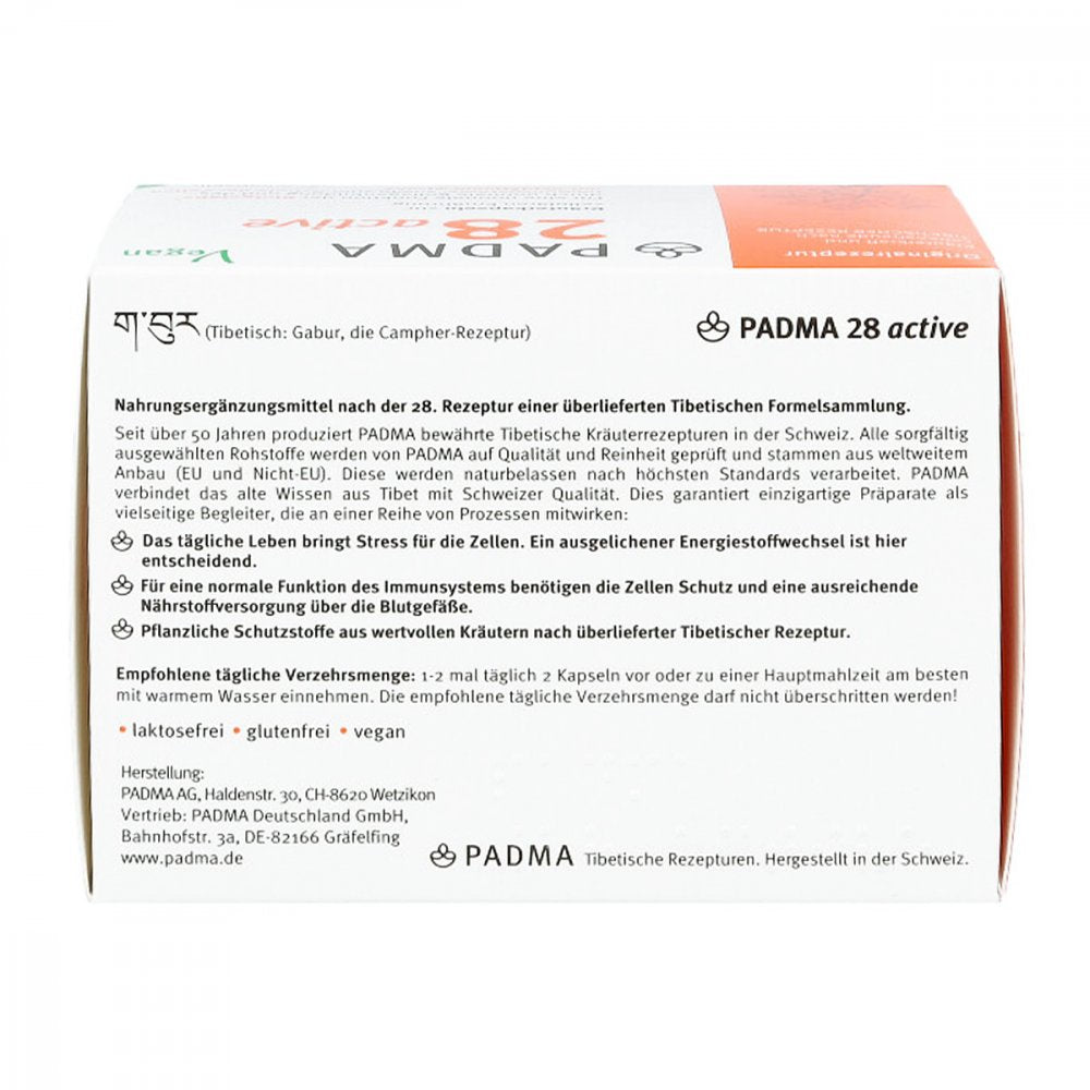 PADMA 28 Active Capsules 200 pcs | Tibetan Herbal Formula with Vitamin C | Immune & Blood Vessel Support | Vegan | PZN 16617866