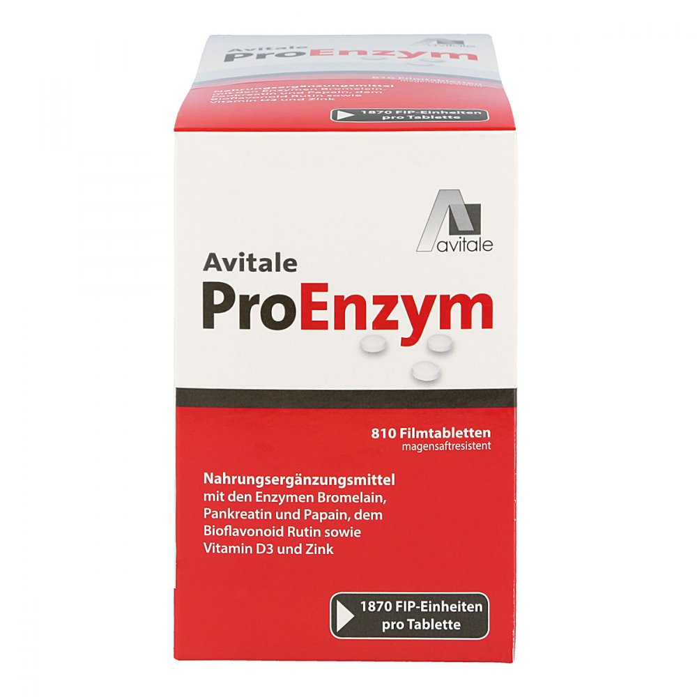ProEnzym ProEnzym | Gastro-Resistant Enzyme Complex | Papain, Bromelain, Pancreatin, Rutin + Vitamin D3 & Zinc | 810 Tablets | PZN 05880514