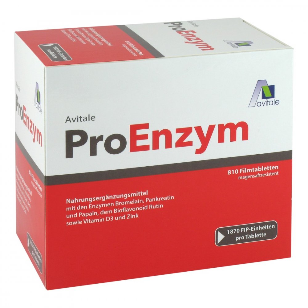 ProEnzym ProEnzym | Gastro-Resistant Enzyme Complex | Papain, Bromelain, Pancreatin, Rutin + Vitamin D3 & Zinc | 810 Tablets | PZN 05880514