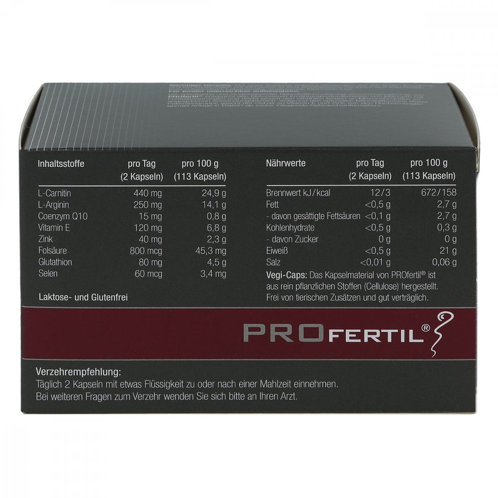 PROfertil Capsules 180 pcs | Male Fertility Support Supplement | L-Carnitine, Zinc & CoQ10 PZN: 00293999