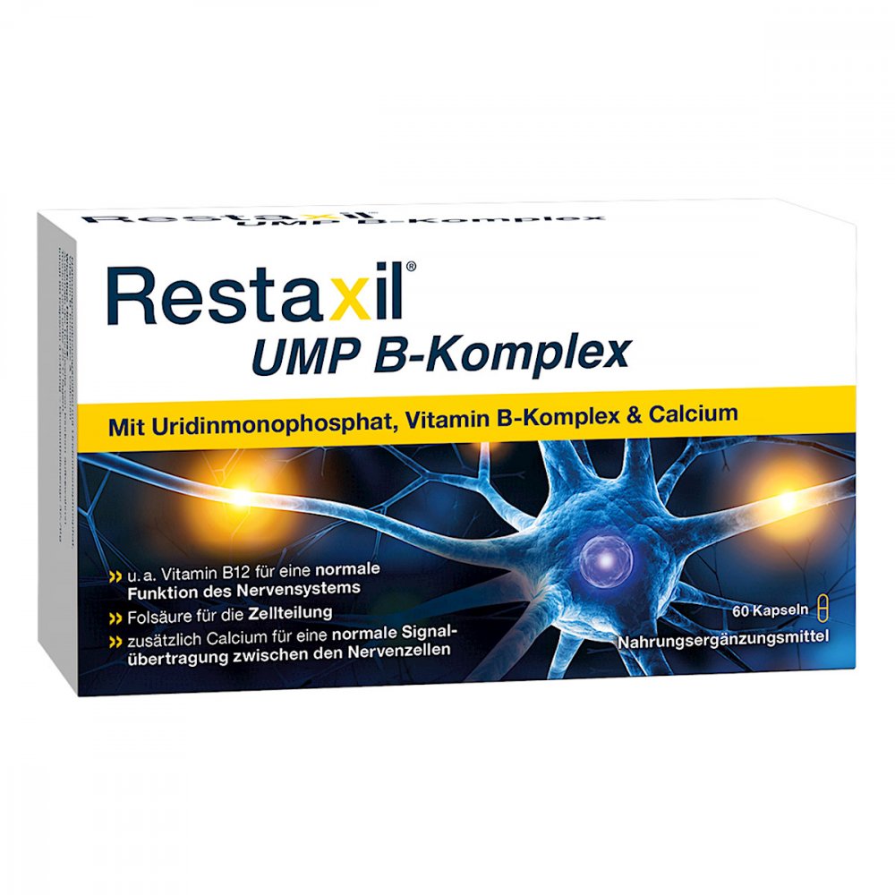 Restaxil UMP B-Complex Capsules 60 pcs | Full Vitamin B Complex + Uridine Monophosphate | PZN 16198926