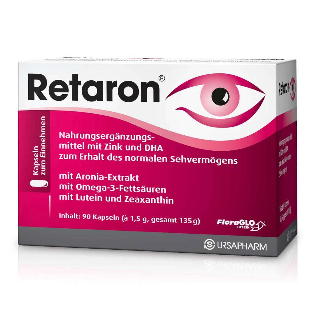 Retaron 叶黄素+与米黄色+野樱莓护眼胶囊 90粒 PZN 07762345