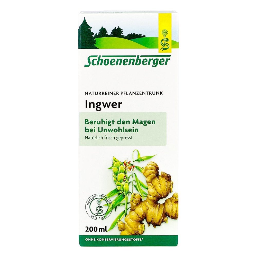 Germany Schoenenberger Organic Ginger Herbal Drink 200ml PZN 02640525 Fresh Pressed Plant Juice Digestive Stomach Support Vegan