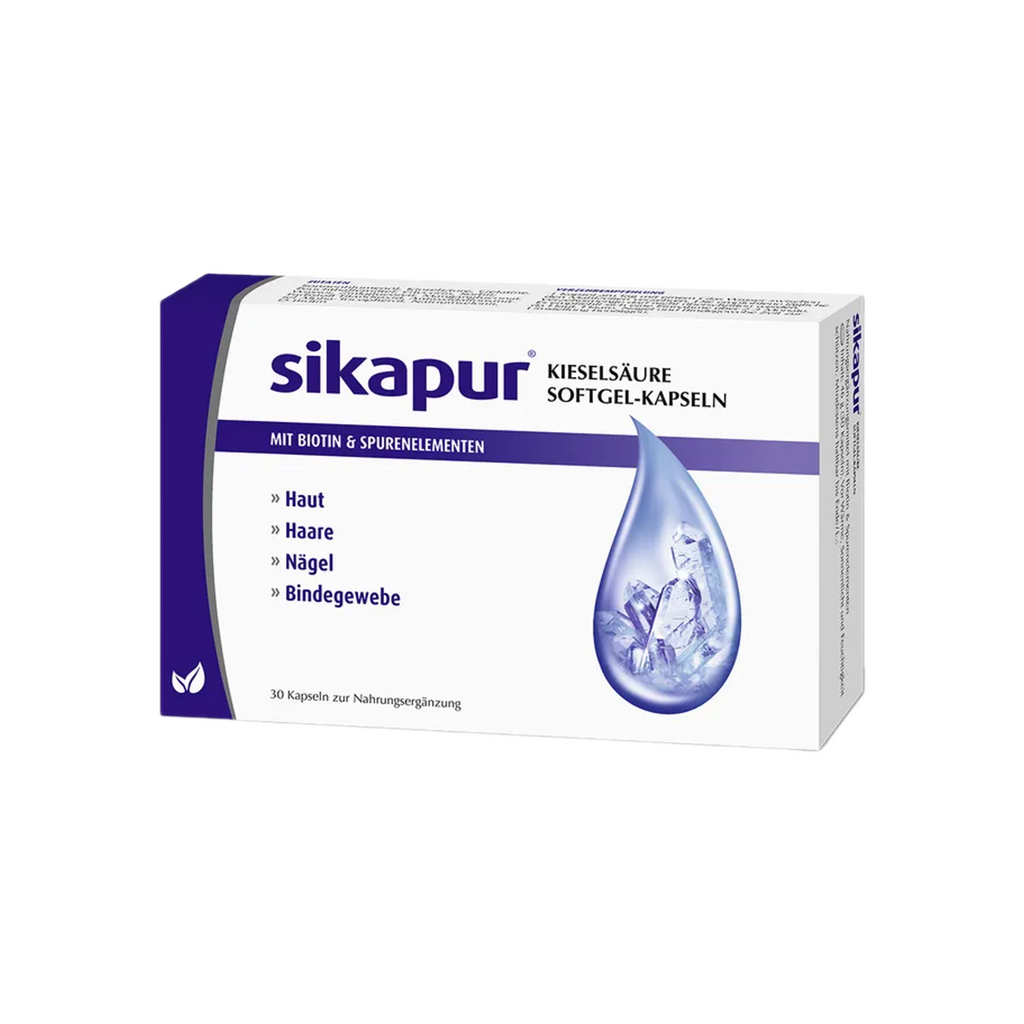 sikapur® Silicic Acid Softgel Capsules | 196 mg Silicon + Biotin, Zinc & Selenium for Skin, Hair & Nails | 30 Capsules | PZN 09923812