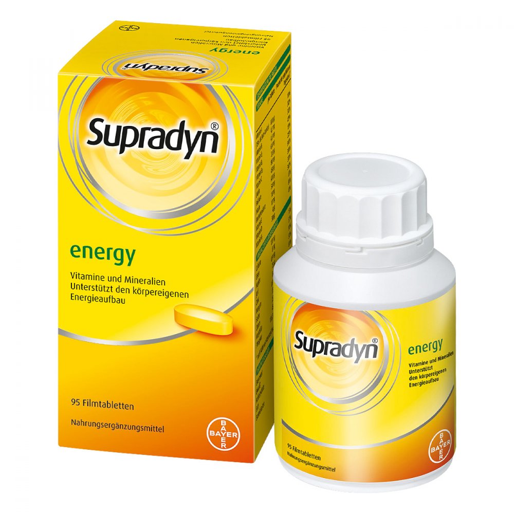 Supradyn Energy Film-Coated Tablets 95 pcs | 13 Vitamins, 9 Minerals & Coenzyme Q10 | Daily Multivitamin & Energy Support | Made in Germany | PZN 09389695