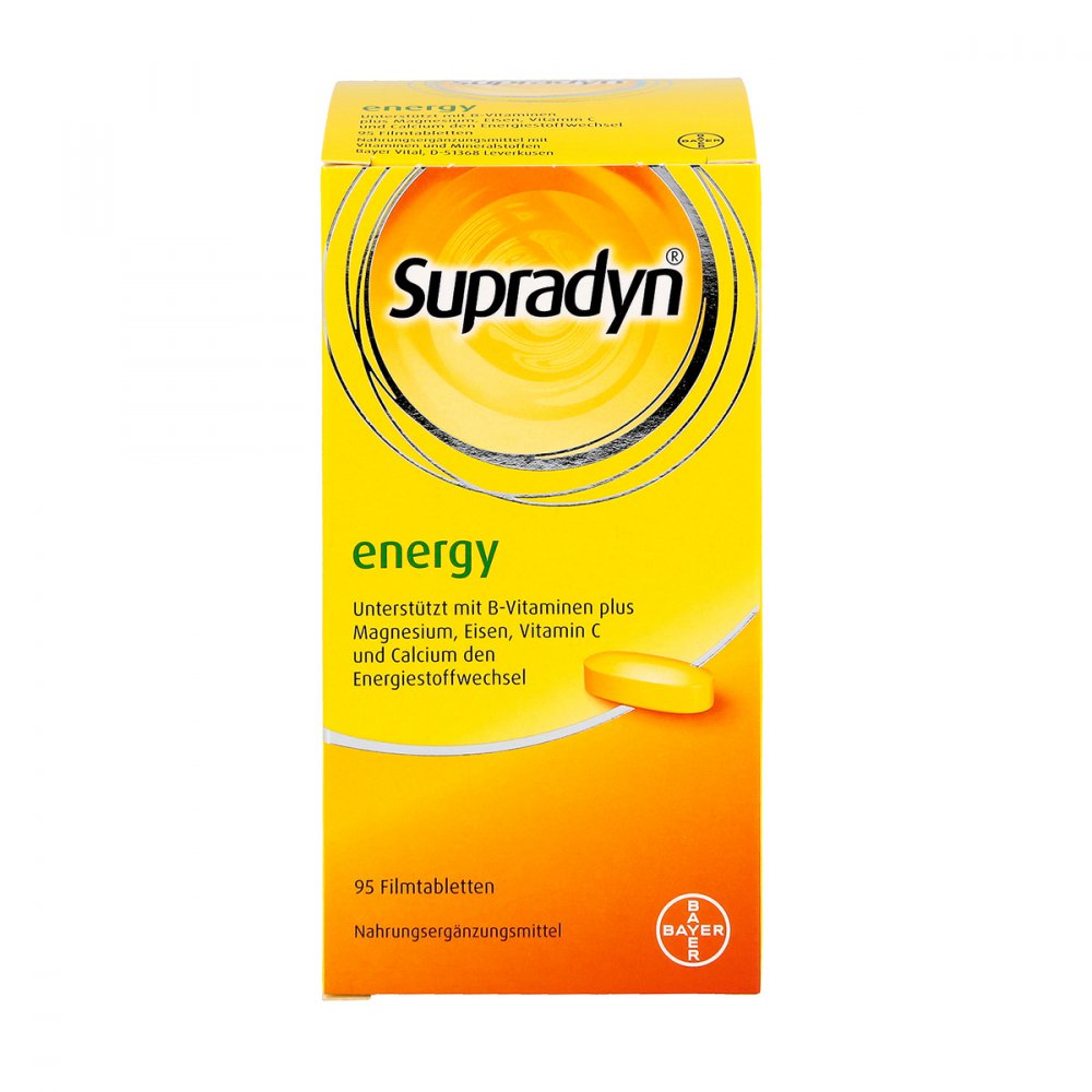 Supradyn Energy Film-Coated Tablets 95 pcs | 13 Vitamins, 9 Minerals & Coenzyme Q10 | Daily Multivitamin & Energy Support | Made in Germany | PZN 09389695