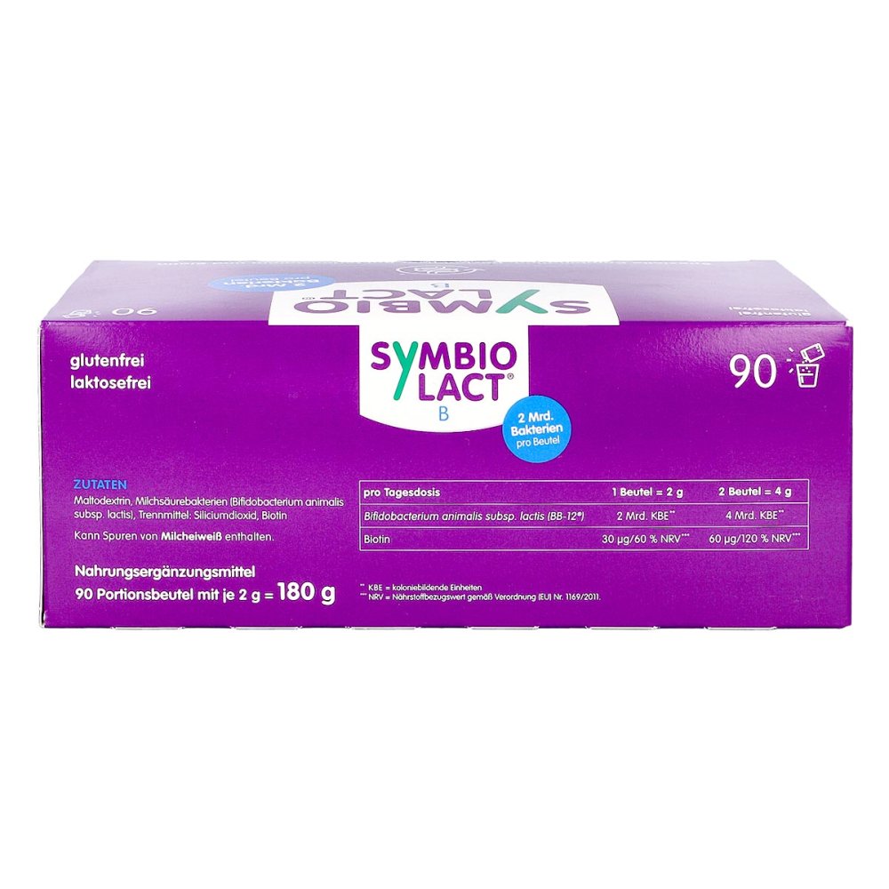 SymbioLact B Colon Probiotic 90 Sachets | Bifidobacterium lactis BB-12 | 2 Billion CFU + Biotin | Colon & Gut Mucosa Support | PZN 00171888