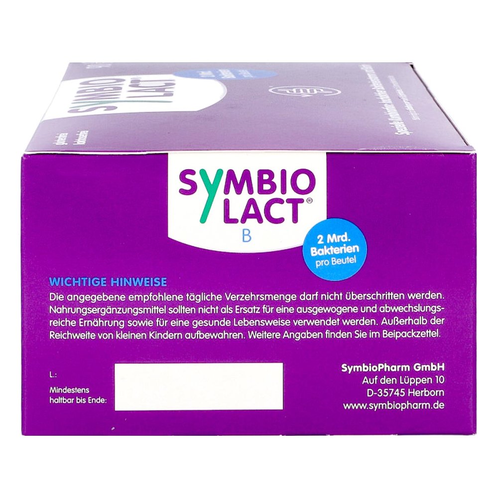 SymbioLact B Colon Probiotic 90 Sachets | Bifidobacterium lactis BB-12 | 2 Billion CFU + Biotin | Colon & Gut Mucosa Support | PZN 00171888