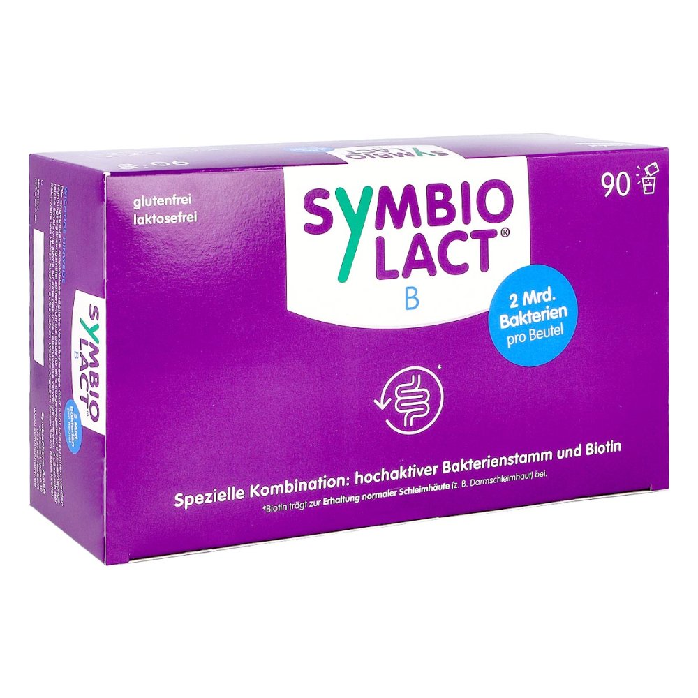 SymbioLact B Colon Probiotic 90 Sachets | Bifidobacterium lactis BB-12 | 2 Billion CFU + Biotin | Colon & Gut Mucosa Support | PZN 00171888
