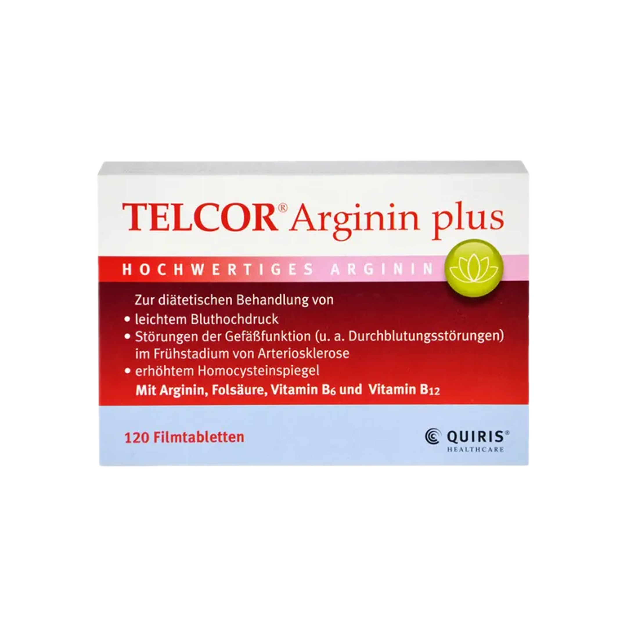 Telcor Arginin Plus 120 Film-Coated Tablets | Premium L-Arginine + Vitamin B6, B12 & Folic Acid | Vascular Nutritional Support | Vegan Made in Germany PZN 03104734