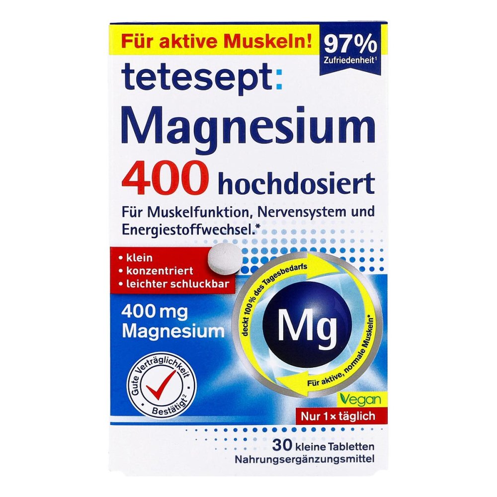 Tetesept Magnesium 400 High-Dose Tablets 30 pcs – Muscle, Heart & Nerve Support PZN 15629057