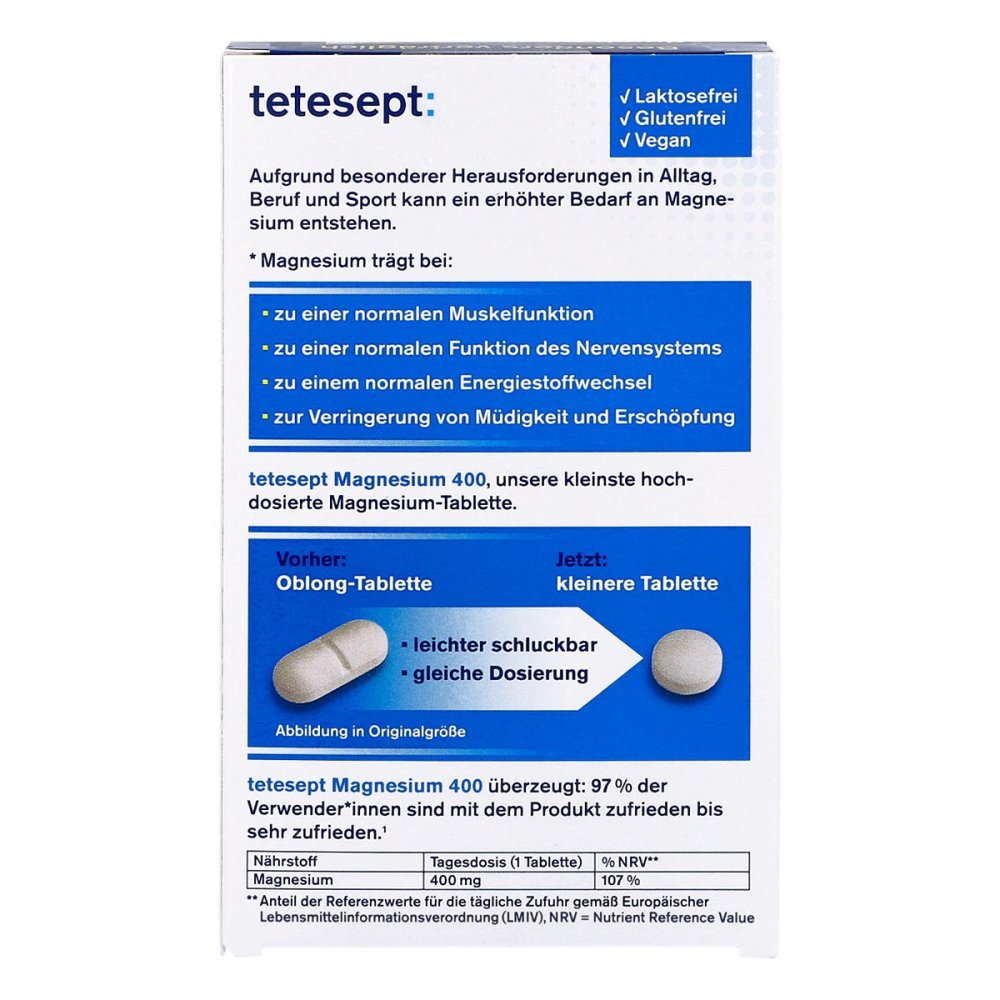 Tetesept Magnesium 400 High-Dose Tablets 30 pcs – Muscle, Heart & Nerve Support PZN 15629057