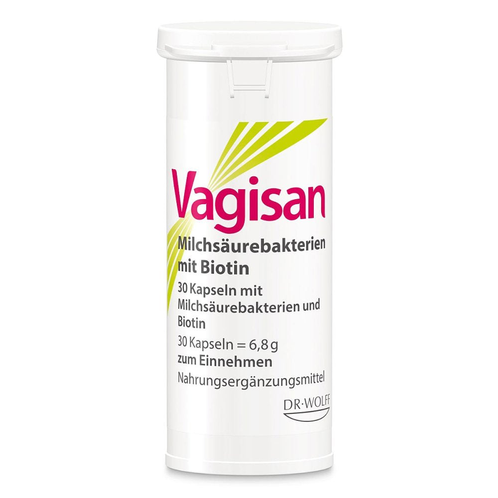 Vagisan Lactic Acid Bacteria with Biotin 30 Capsules | Vaginal Microbiome Support | 1 Billion Live Cultures | Vegan PZN 19335708