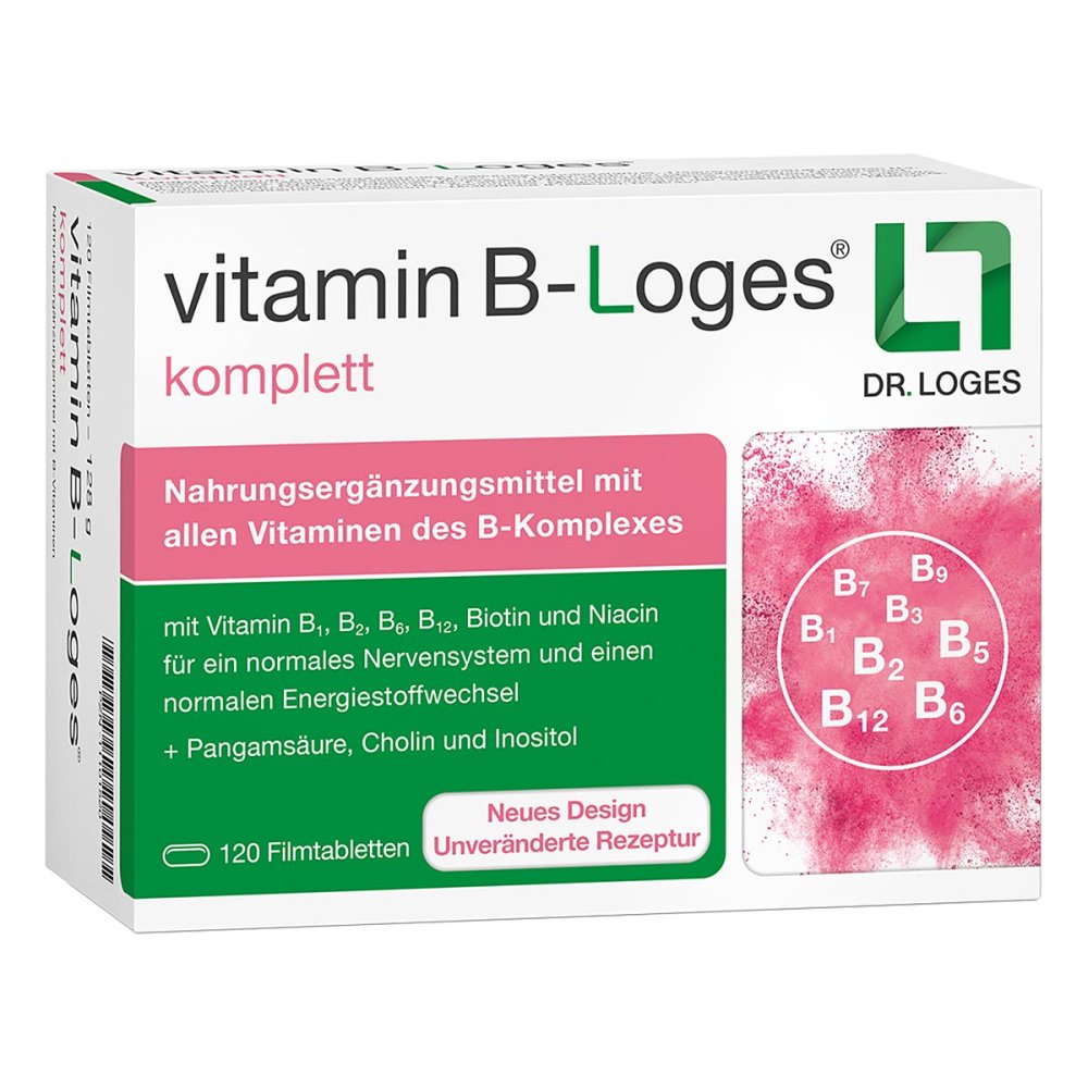 Vitamin B-Loges complete Film-Coated Tablets 120 pcs – High-Dose B-Complex for Energy, Nerves & Mental Performance PZN 11101520