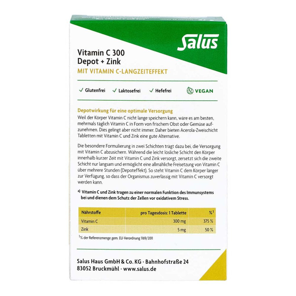 Vitamin C 300 Depot + Zinc Salus Tablets, 30 pcs PZN 17938294