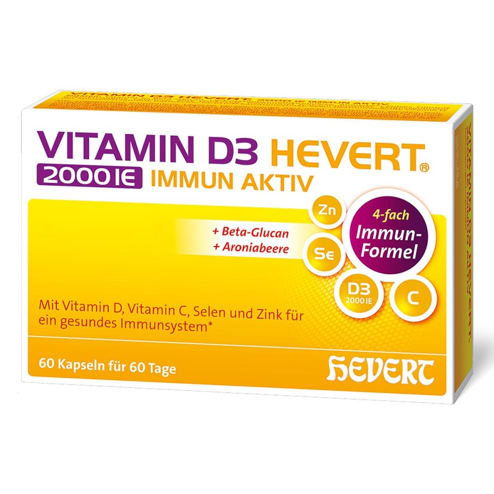  Hevert 维生素 D3 2000 IU 提高免疫力胶囊 60 粒 PZN 19411467