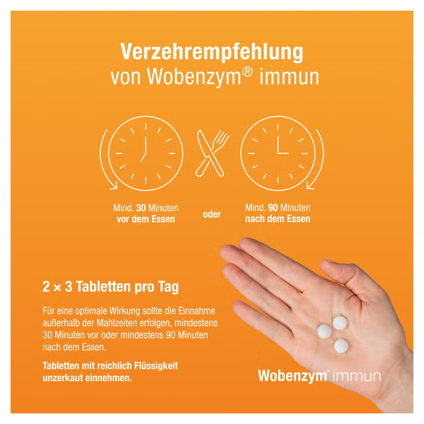 Wobenzym菠萝➕木瓜蛋白酶➕维生素➕矿物质提高免疫力片 60粒 PZN 15421635