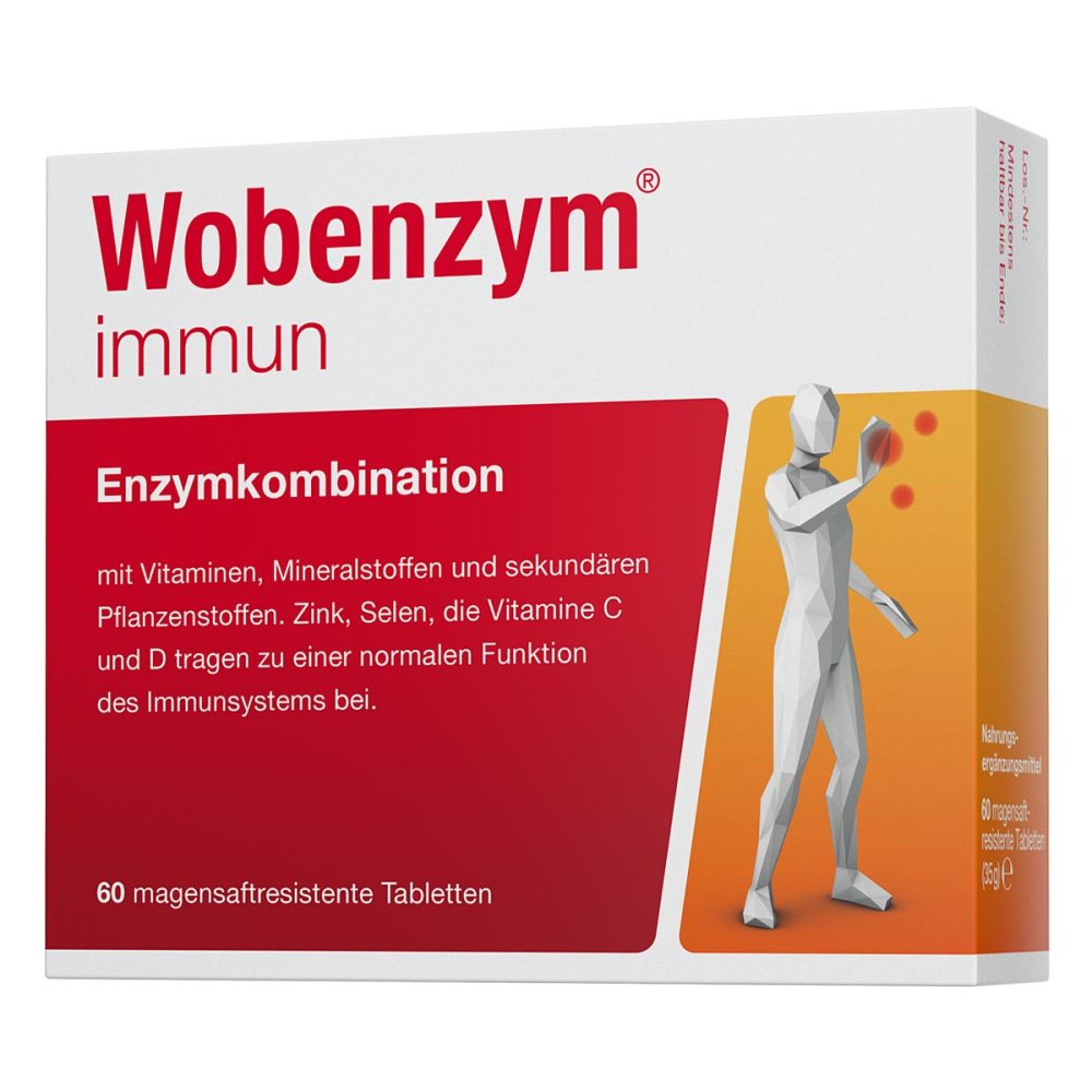 Wobenzym菠萝➕木瓜蛋白酶➕维生素➕矿物质提高免疫力片 60粒 PZN 15421635